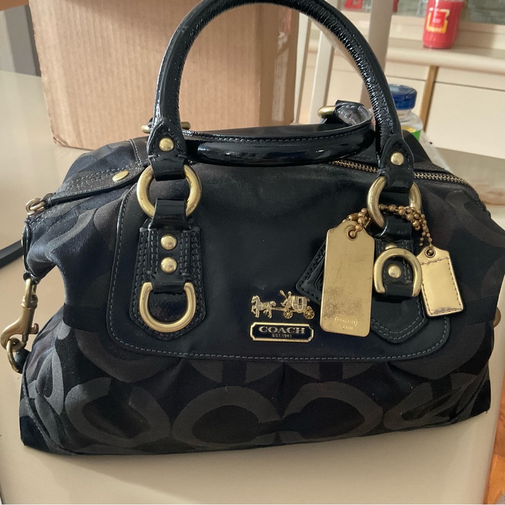 Coach Madison's black satchel has three tags and is in EUC - Picture 12 of 13